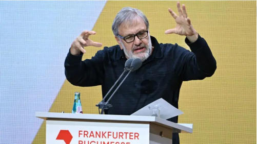 Slavoj �i�ek, Philosoph aus dem Gastland Slowenien, l�ste mit seiner Rede zum Nahostkonflikt Emp�rung aus.