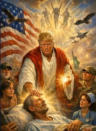 Ein KI-generiertes Bild zeigt Trump zudem als Jesus, der einen Kranken heilt.